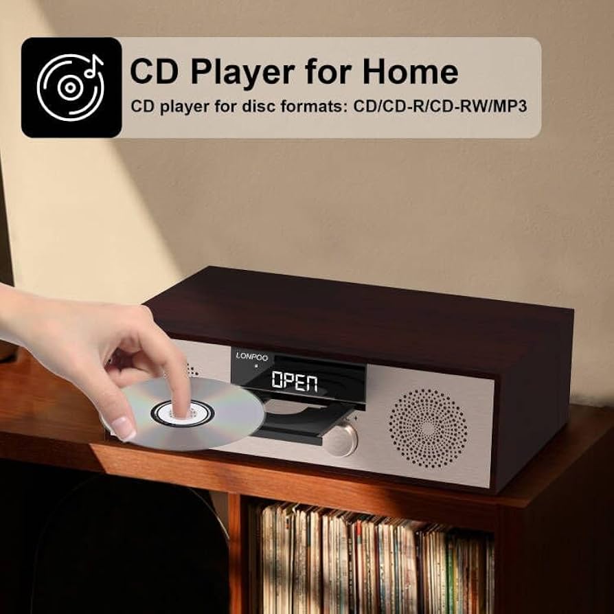 LONPOO Stereo System for Home with CD Player，40W Home